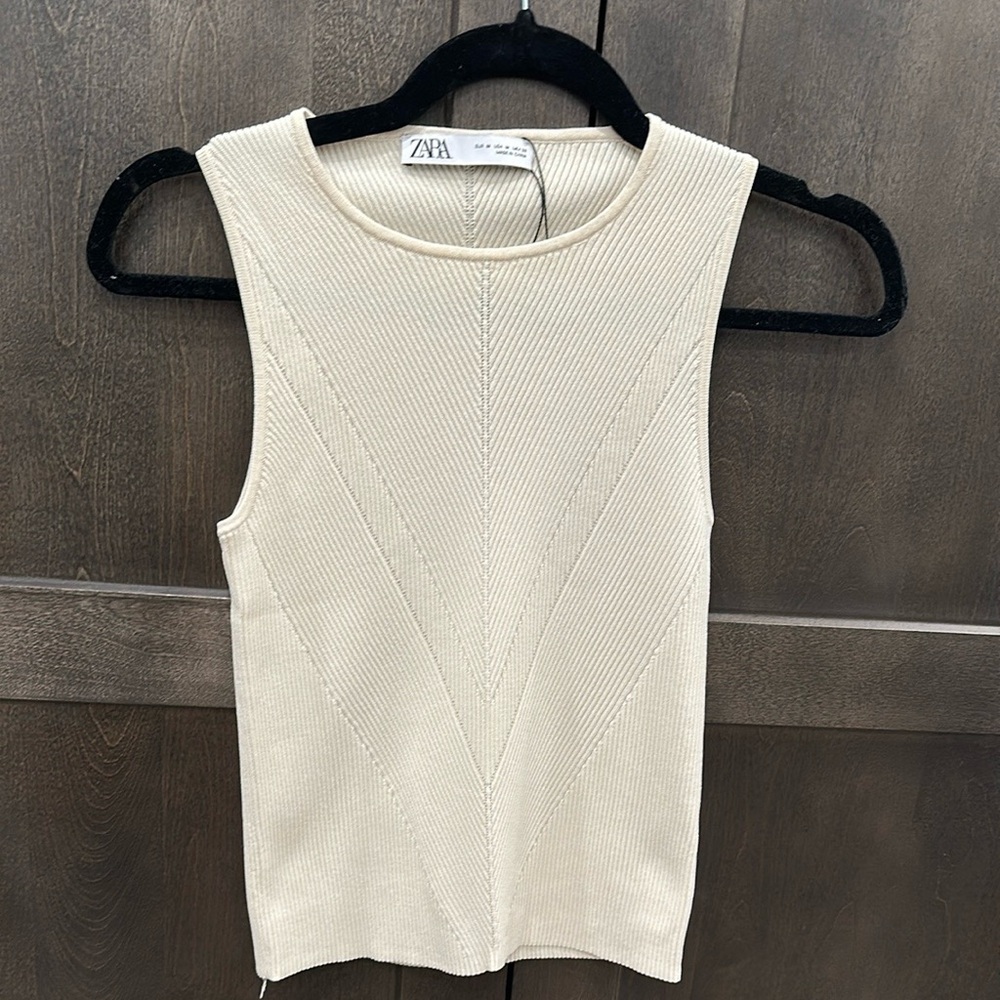 Zara Cream Knit Top Medium